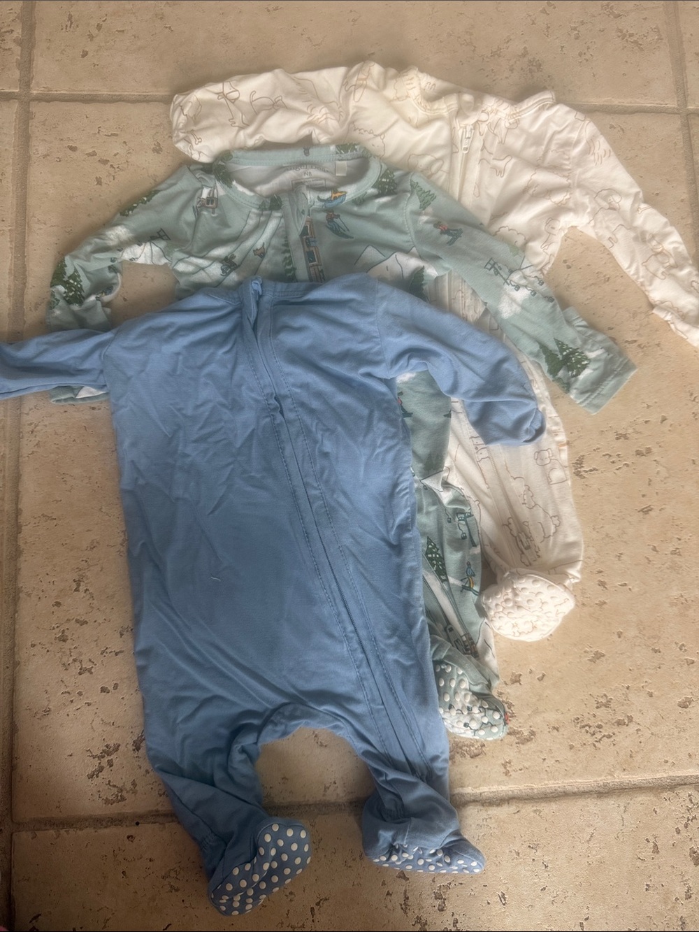 Angel Dear Blue & Mint Baby Footie Bundle